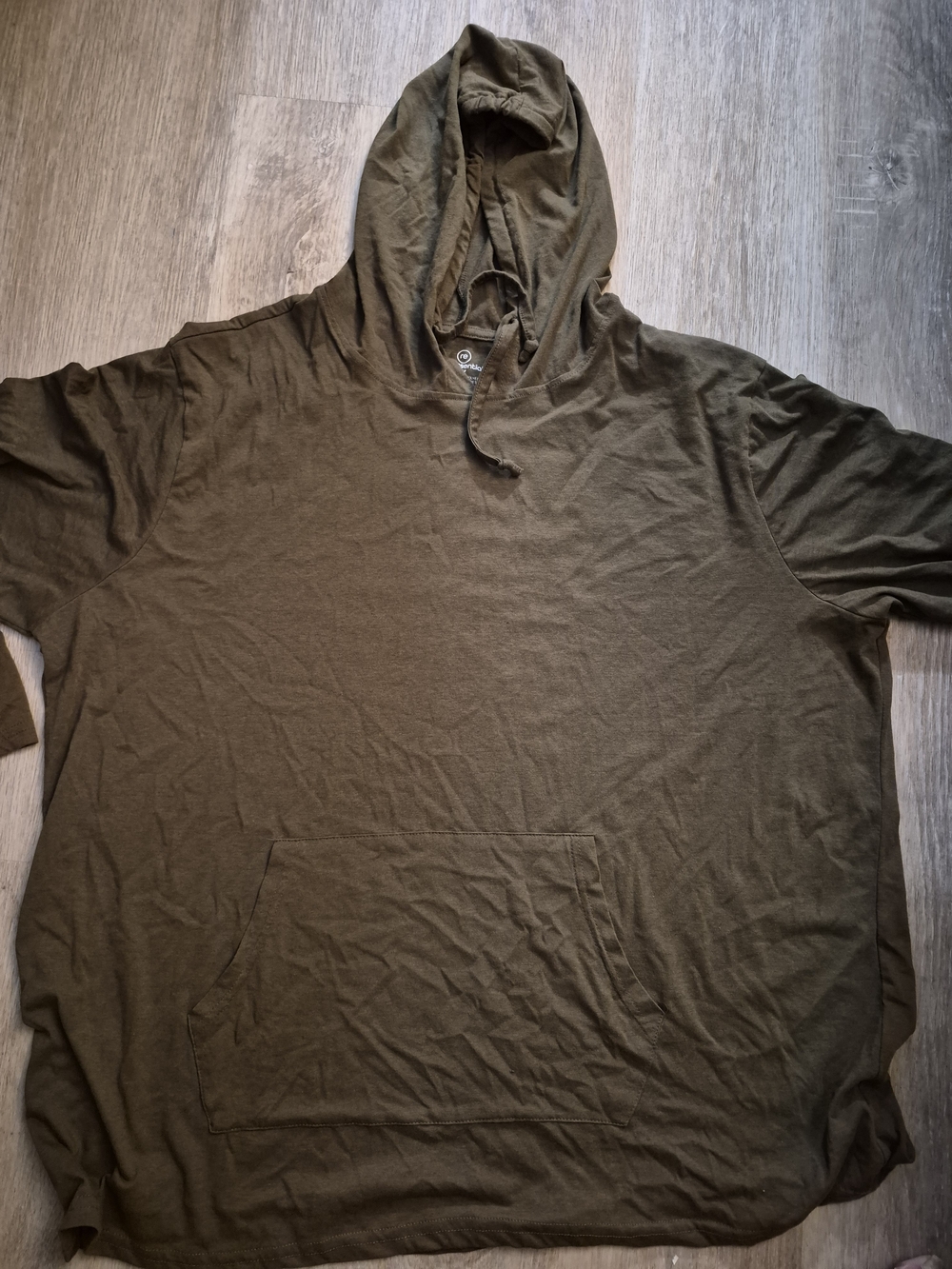 Men's Olive Hooded T-shirt Pullover Shirt